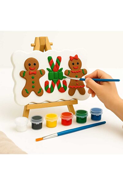 ABCPANO Yılbaşı Figürlü Boyanabilir Set | Gingerbread Adam & Şeker Kamışı | E...