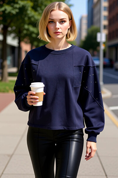 BENERLY Hanorac de damă cu gât turnat și mâneci scurte, supradimensionat, 100...