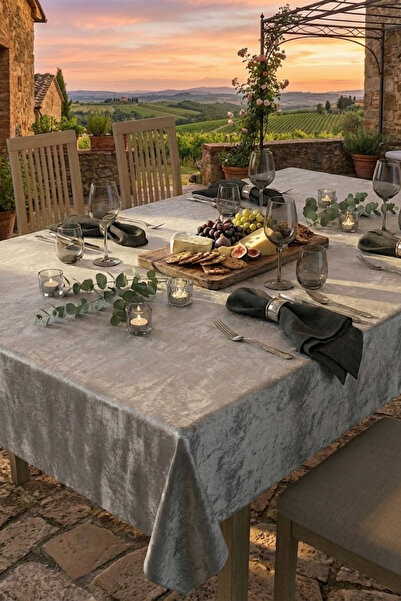 TECHTACT Velvet Cream, Ecru Tablecloth Stain Resistant, Soft Surface