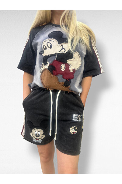 OEMN Premium Cotton T-Shirt And Pants Set, Single Dimension, Mickey Mouse/Mon...