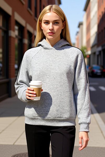 BENERLY Hanorac tricotat supradimensionat cu glugă și mâneci scurte pentru fe...