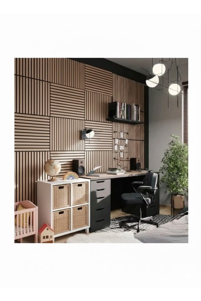 HandMadeCorner Ceviz Renk Akustik Duvar Paneli 50x50 MDF ve Keçe Dekoratif Panel