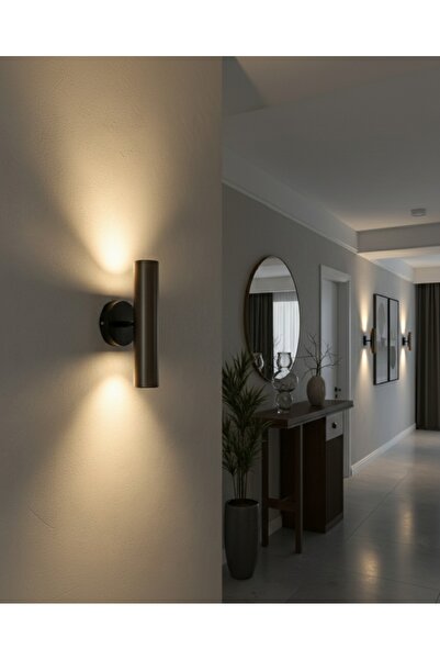 demet habek mylights Brown Headboard Black Body Gu10 Double-Way Metal Wall Sconce Mirror Table Side Bedside