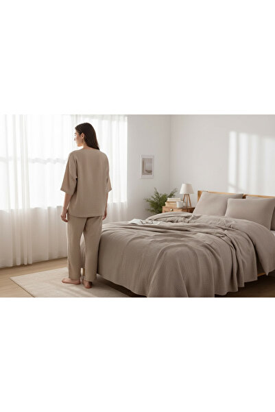 Comfort Craft Muslin Single Bedspread Set 2 Pieces, Summer Pillowcase and Pike Set 180 X 230 Cm,