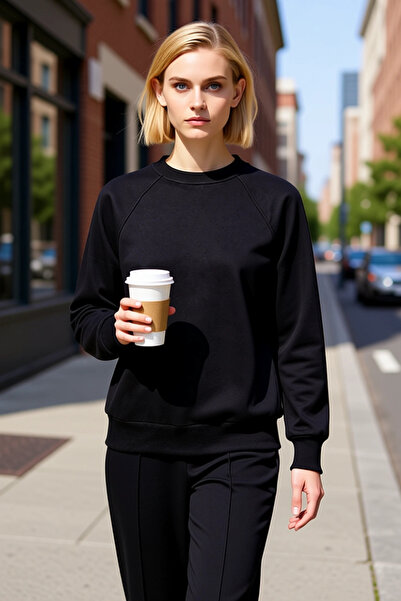 BENERLY Γυναικείο πλεκτό φούτερ με λαιμόκοψη ποδηλάτου, μανίκια ρεγκλάν, χαλα...