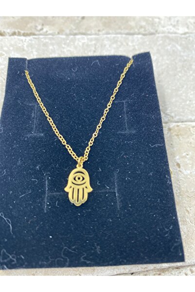 Byoz store قلادة فاطمة الذهبية الفولاذية بتصميم بسيط