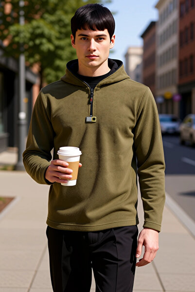 BENERLY Men's Hooded Standard Sleeve Fleece Zippered Sweatshirt Functional Du...