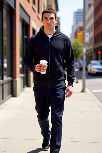 BENERLY Men's Crew Neck Standard Sleeve Zippered Textured Sweatshirt Function...