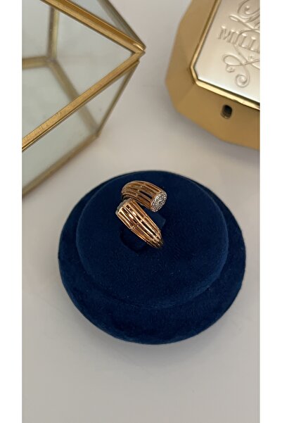 SU PERİSİ TAKI BİJUTERİ خاتم ملفوف من الزركون الذهبي قابل للتعديل