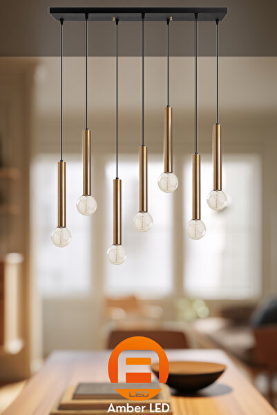AmberLED Modern Metal Gövdeli 7'Li Sarkıt Aydınlatma Mutfak ve Salon İçin E27...