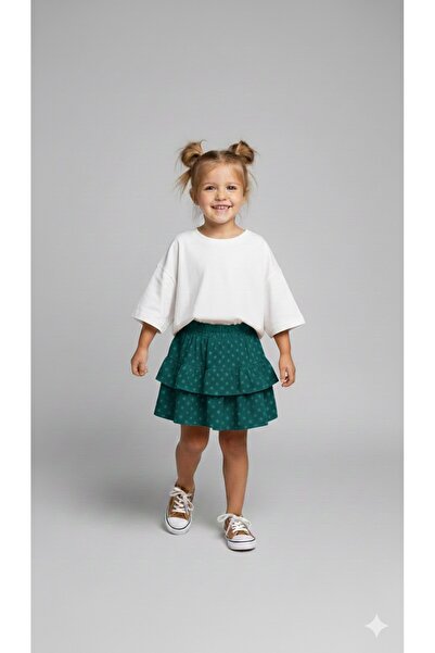 BabyDia Girl's Ruffle Detailed Polka Dot Mini Skirt