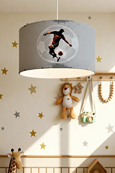 EVPANYA Gri Işıltılı Futbolcu Desenli Çocuk Odası Avize