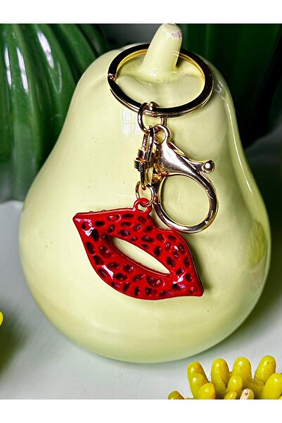anahtarlık evreni إكسسوار معدني ثلاثي الأبعاد على شكل شفاه حمراء وسلسلة مفاتي...