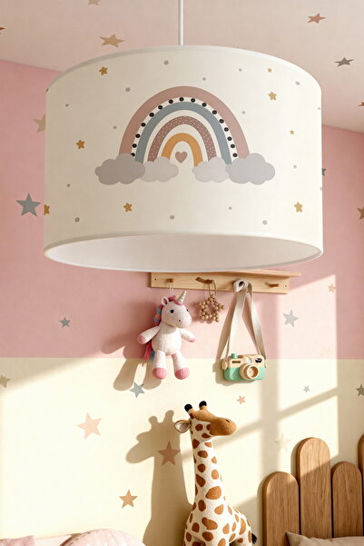 EVPANYA Sade Pastel Gökkuşağı Desenli Çocuk Odası Avize