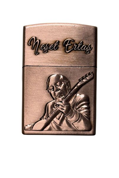 Web Neşet Ertaş Kabartma Figürlü Antik Bakır Gazlı Metal Çakmak