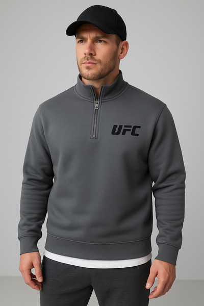 Risil-Nu Company Unisex Half Zipper 3Yarn (Sha Fleece-Lined Winter Ufc Ba Printed Amuklu Sweatshirt