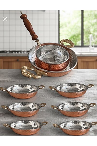 Efe Bakırcılık Kalın Sahan yumurta tavası sosluk kahvaltılık 8 parça