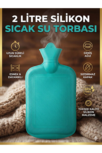 LOVYCO Premium Silikon Sıcak Su Torbası 2 Lt - Kokusuz ve Sızdırmaz Büyük Boy Su Termoforu