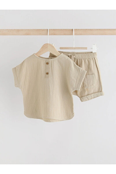 Next Baby Neutral Top and Shorts Baby Set