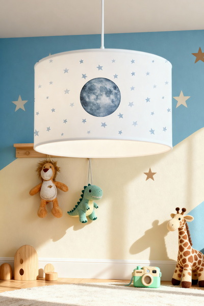 EVPANYA Mavi Dünya Desenli Çocuk Odası Avize