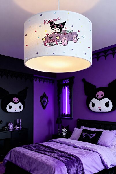 EVPANYA Mor Kuromi Arabası Desenli Çocuk Odası Avize