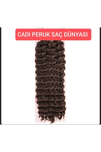 Cadı Peruk Afro dalgası -Afro örgülük saç kıvırcık 150 Gr kahverengi
