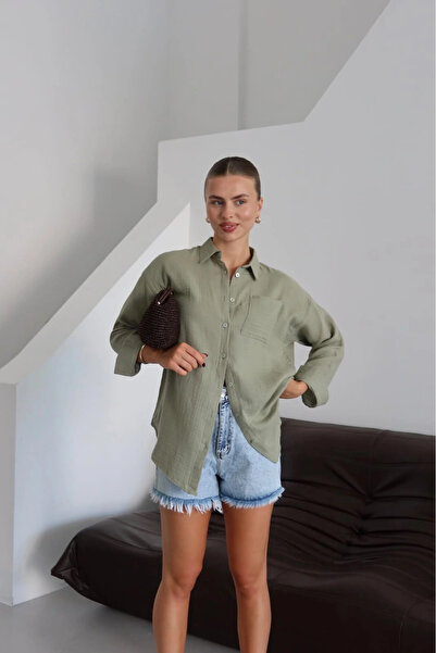 Zerenyus Single Pocket Muslin Shirt Khaki