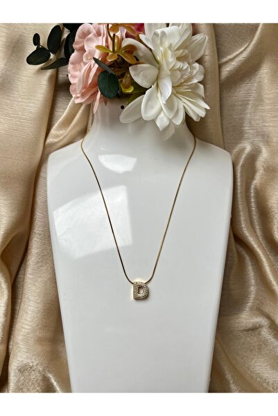 KOLYECHİ Zirkon Taşlı İnce Zincirli D Harfli Kolye | Gold Rengi | Pırlanta Gö...