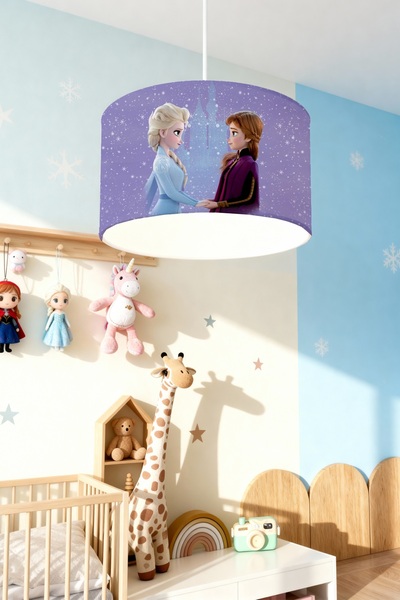 EVPANYA Yağan Karlı Elsa Anna Desenli Çocuk Odası Avize
