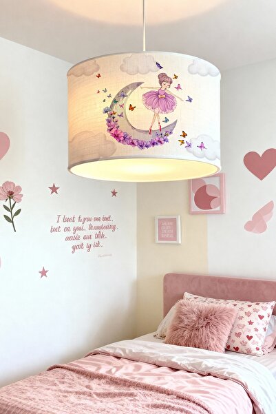 EVPANYA Mor Hilaldeki Peri Desenli Çocuk Odası Avize