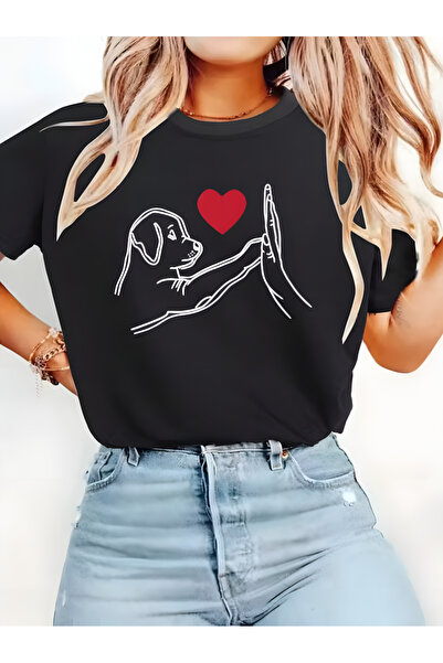 Printiva Unisex Oversize Βαμβακερό T-shirt με στάμπα, κοντό μανίκι, ΜΑΥΡΟ, ΦΙ...