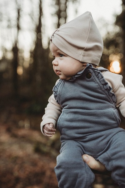 Lovedbaby Salopeta bebe cu volane, 100% bumbac certificat GOTS, French Terry , 0-24 luni