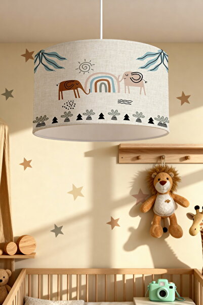 EVPANYA Eskitme Çizgi Safari Desenli Çocuk Odası Avize