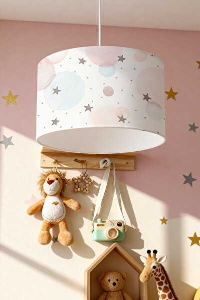 EVPANYA Yuvarlak Renkli Yıldızlar Desenli Çocuk Odası Avize