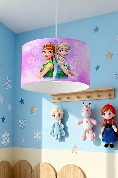 EVPANYA Rüya Kalesi Elsa Ve Anna Desenli Çocuk Odası Avize