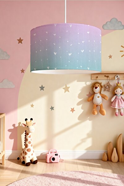 EVPANYA Pembe Mavi Kalpler Desenli Çocuk Odası Avize