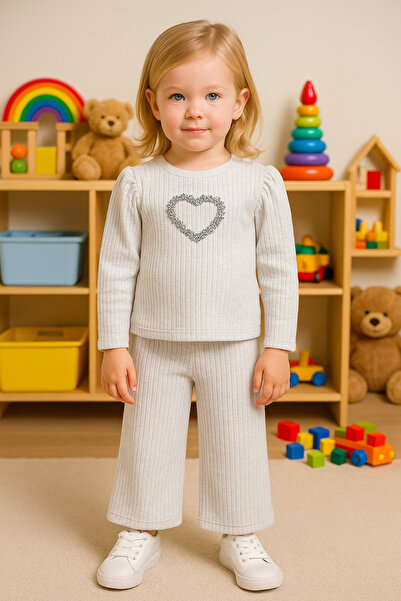 SANTRALBEBE Κοριτσίστικο μαλακό κοστούμι με κοτλέ πέτρες κεντημένες με φαρδιά...