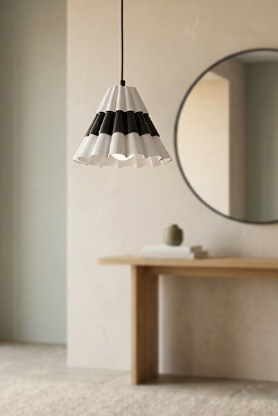 Otti Otte Triola Siyah Beyaz Metal Tekli Sarkıt Avize