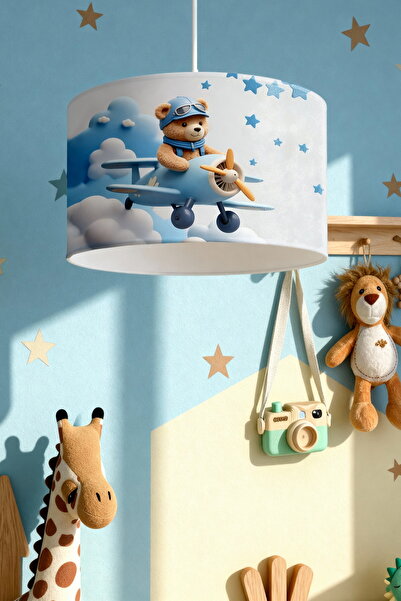 EVPANYA Mavi Bulutlu Pilot Desenli Çocuk Odası Avize