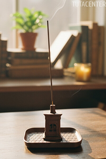 TUTACENTER Mini Şömine Temalı Kahverengi Plastik Tütsülük Buhurdanlık – Dekor...