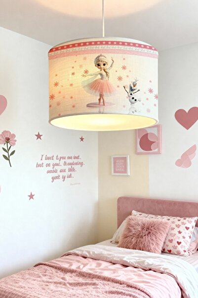 EVPANYA Pembe Balerin Elsa Desenli Çocuk Odası Avize