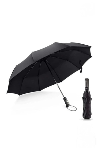 GOLDEN BAZAAR 10 Telli Tam Otomatik Kılıflı Gümüş Desen Saplı Şemsiye