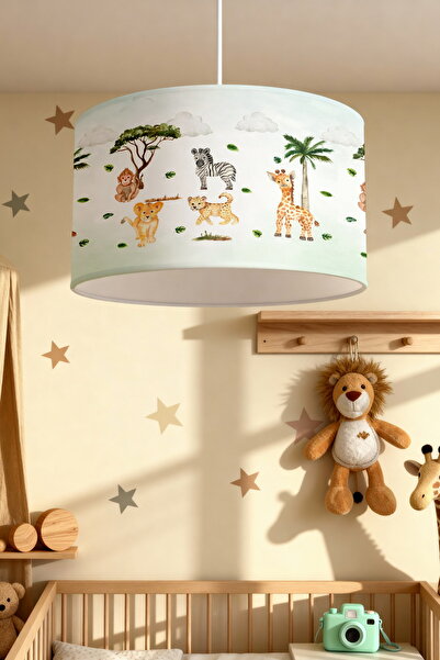 EVPANYA Dökülen Yapraklar ve Safari Desenli Çocuk Odası Avize