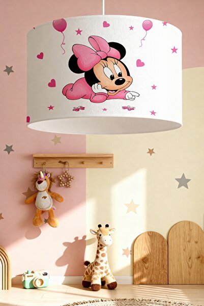 EVPANYA Pembe Minnie Desenli Çocuk Odası Avize