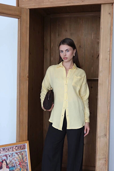 Zerenyus Single Pocket Muslin Shirt Yellow