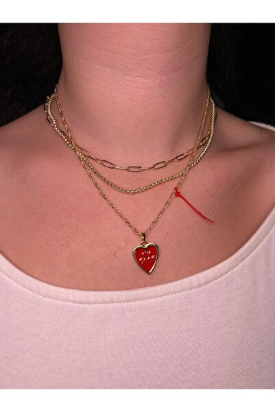 Fiamoss 3-Piece I Am Good Text Detailed Combination Necklace