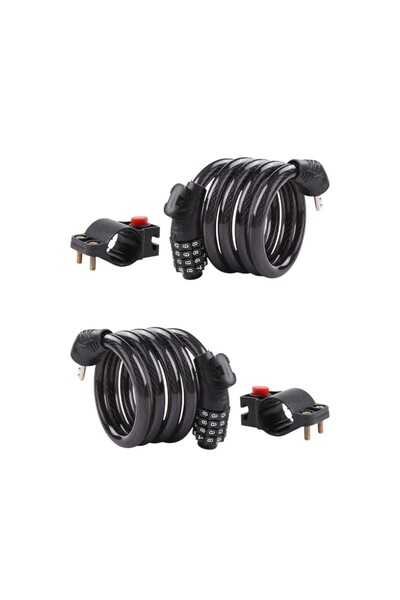 OEM Set 2 lacate antifurt, cod 4 cifre resetabil, suport prindere, otel spiralat, impermeabil/universal