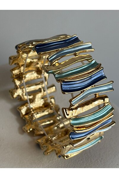 BHR AKSESUAR سوار مطاطي باللون الأزرق الذهبي