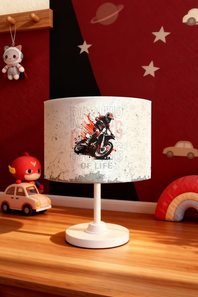 EVPANYA Red Motor Racer Patterned Children's Room Lampshade