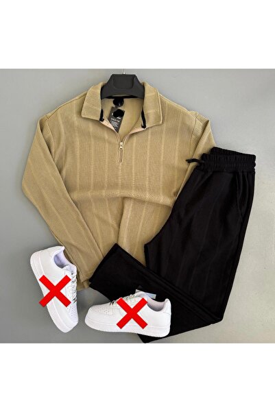 WENMİNG طقم علوي وسفلي من القماش العثماني العادي للرجال بنمط خطوط